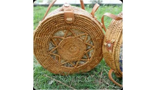 bali handmade circle handbag rattan grass hand woven unique design